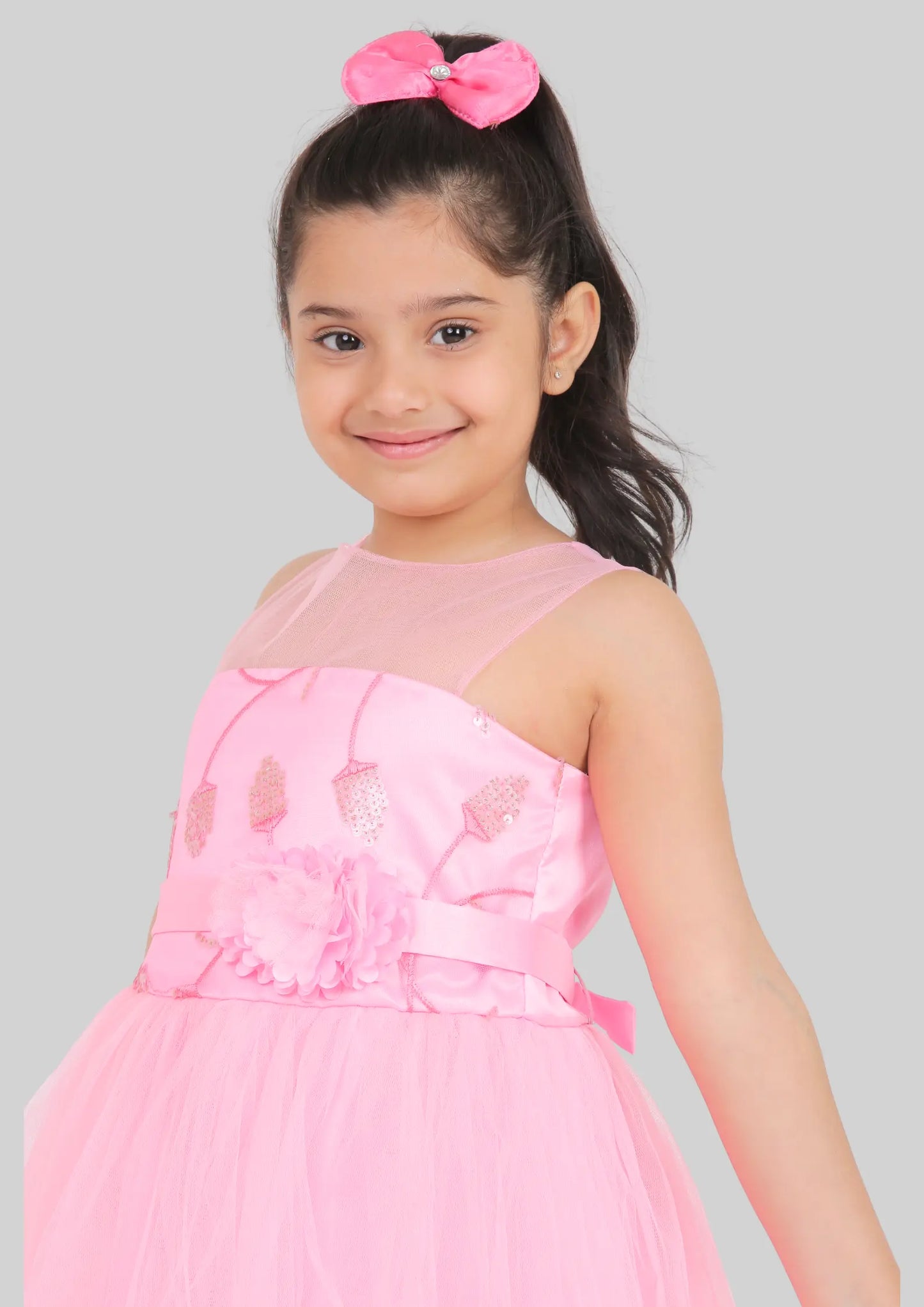 Baby Pink Maxi Length Party Dress