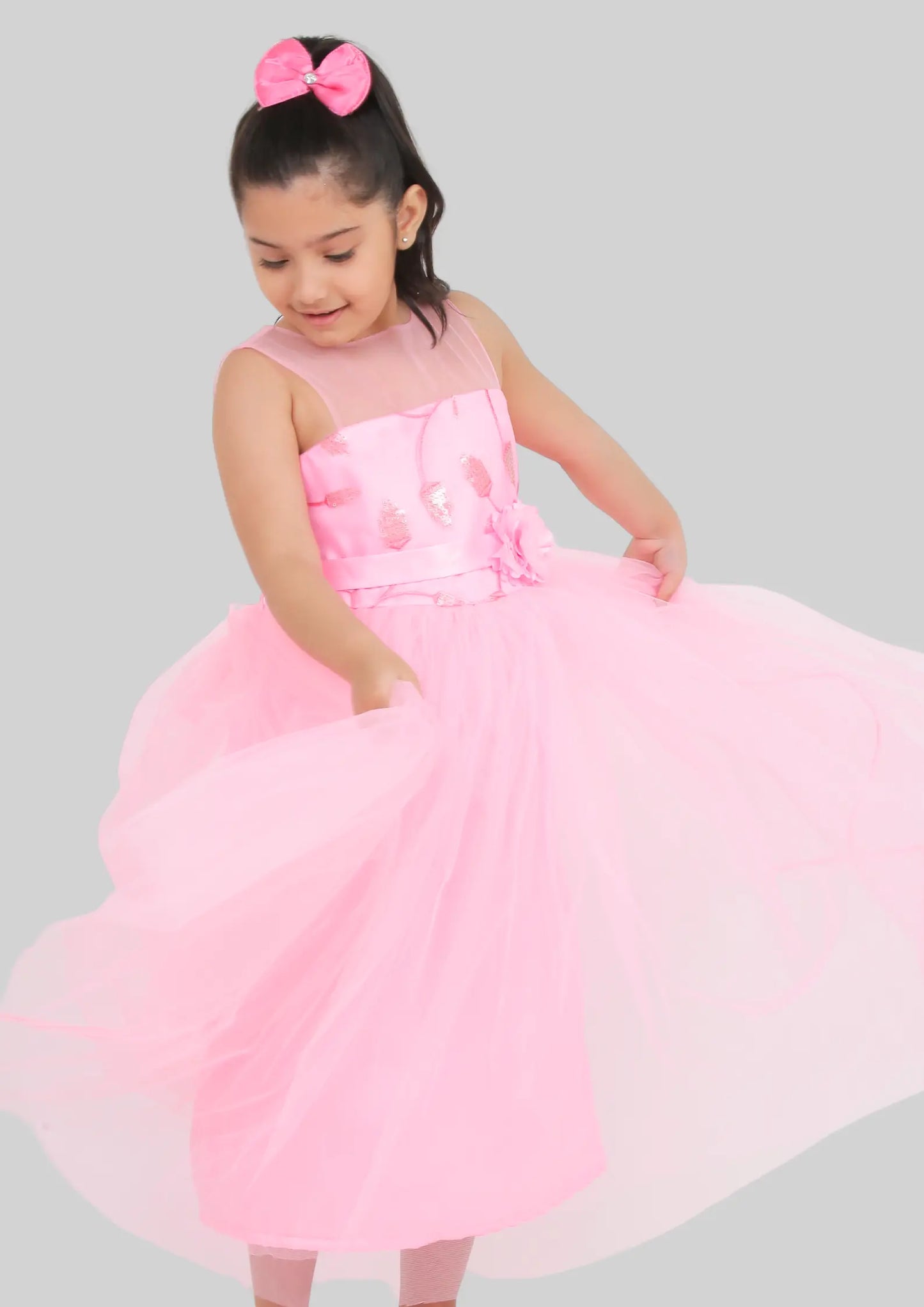 Baby Pink Maxi Length Party Dress