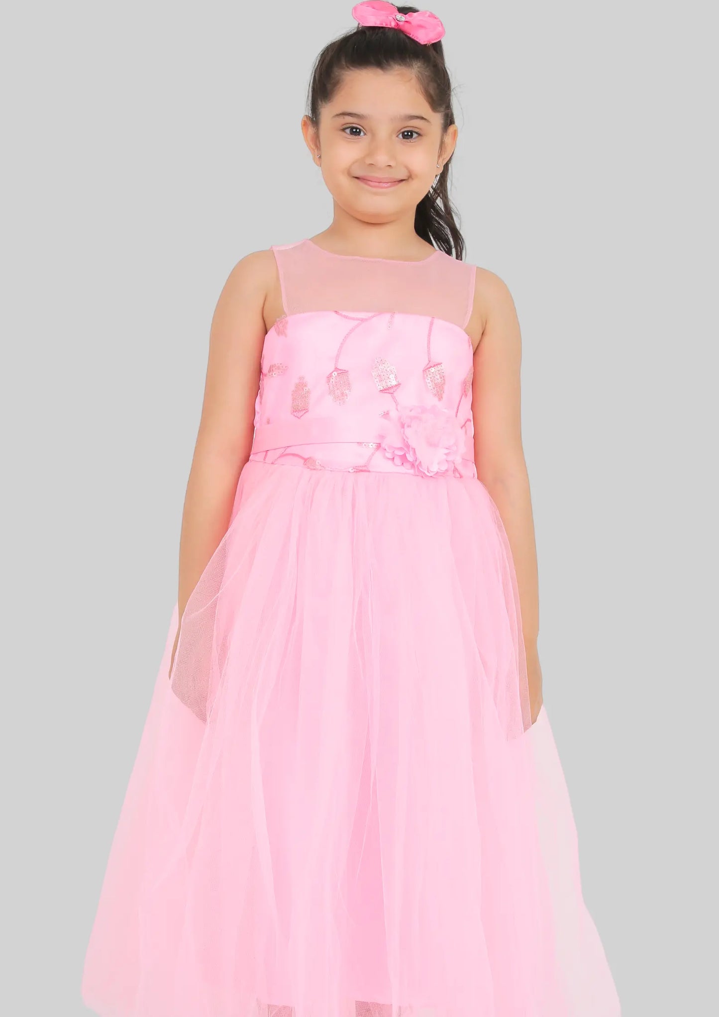 Baby Pink Maxi Length Party Dress