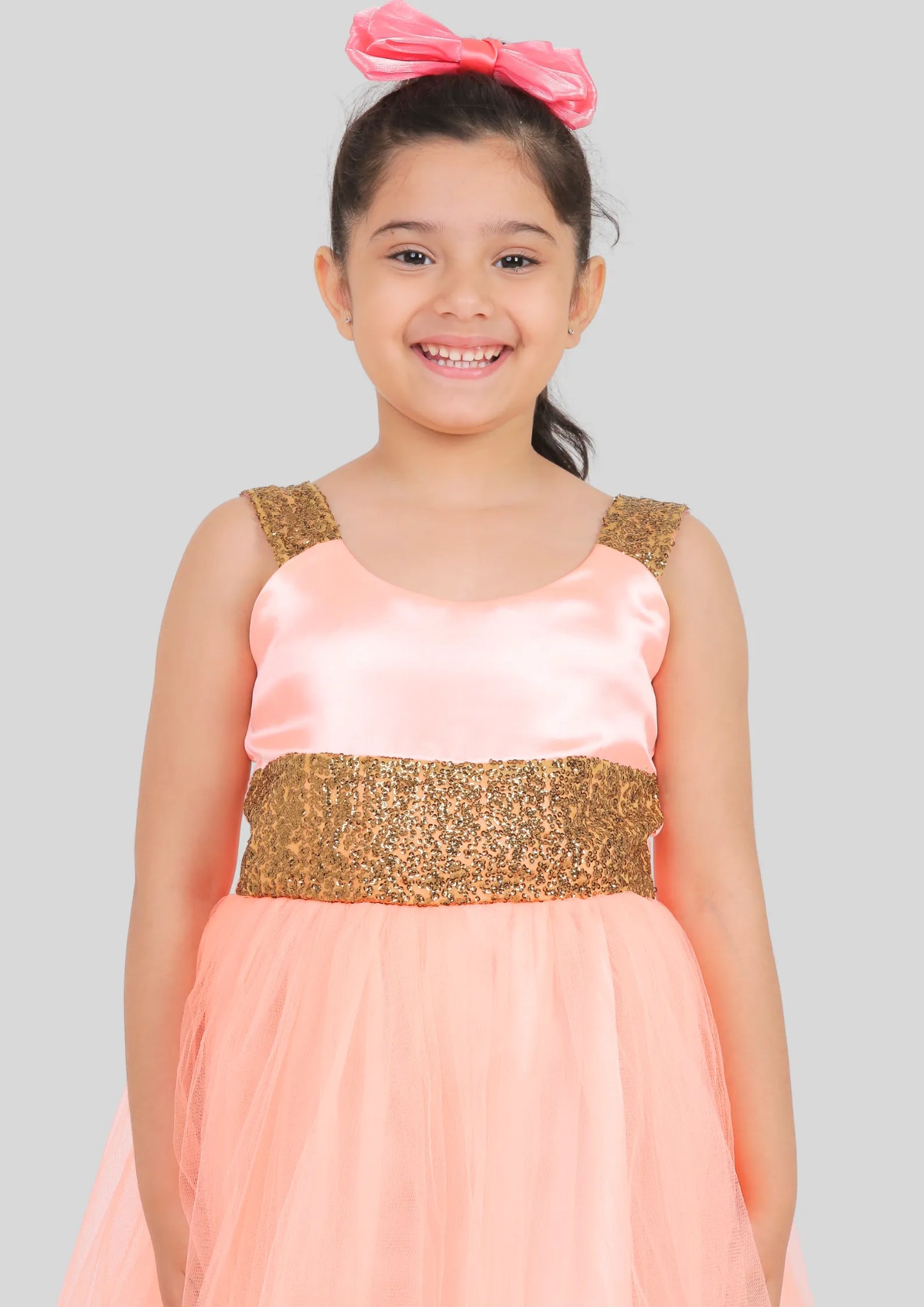 Peach Maxi Length Party Dress