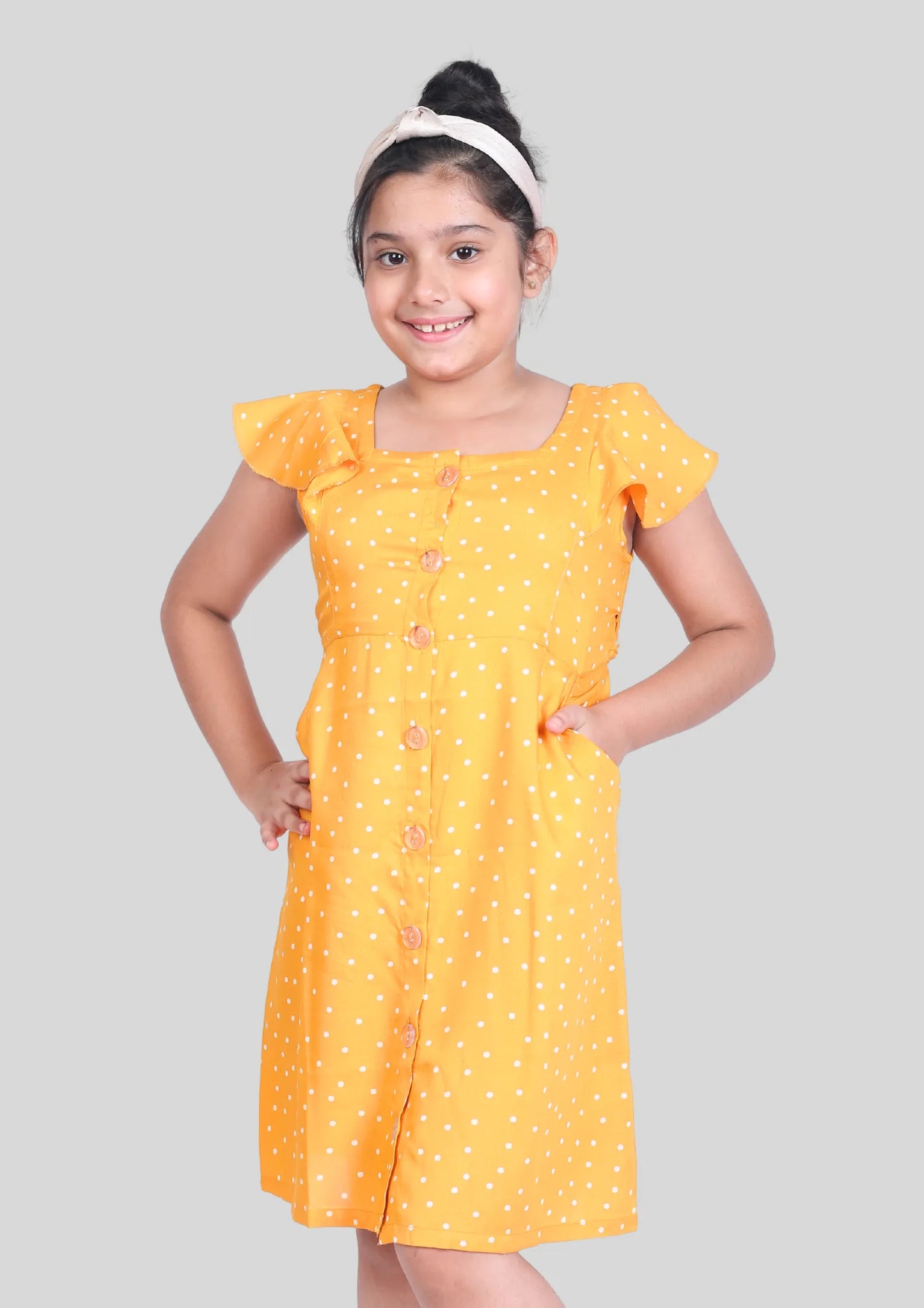 Yellow Polka Dot Midi Dress