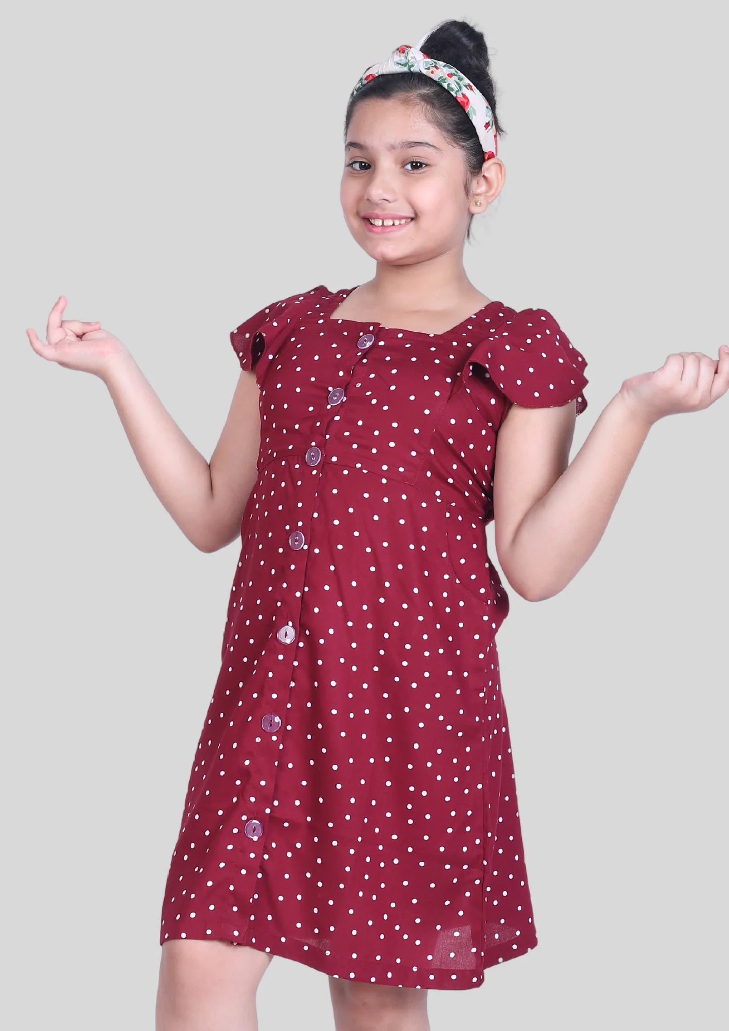 Maroons Polka Dot Dress with Pocket