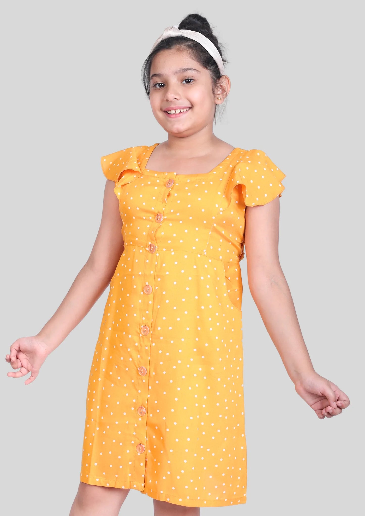 Yellow Polka Dot Midi Dress