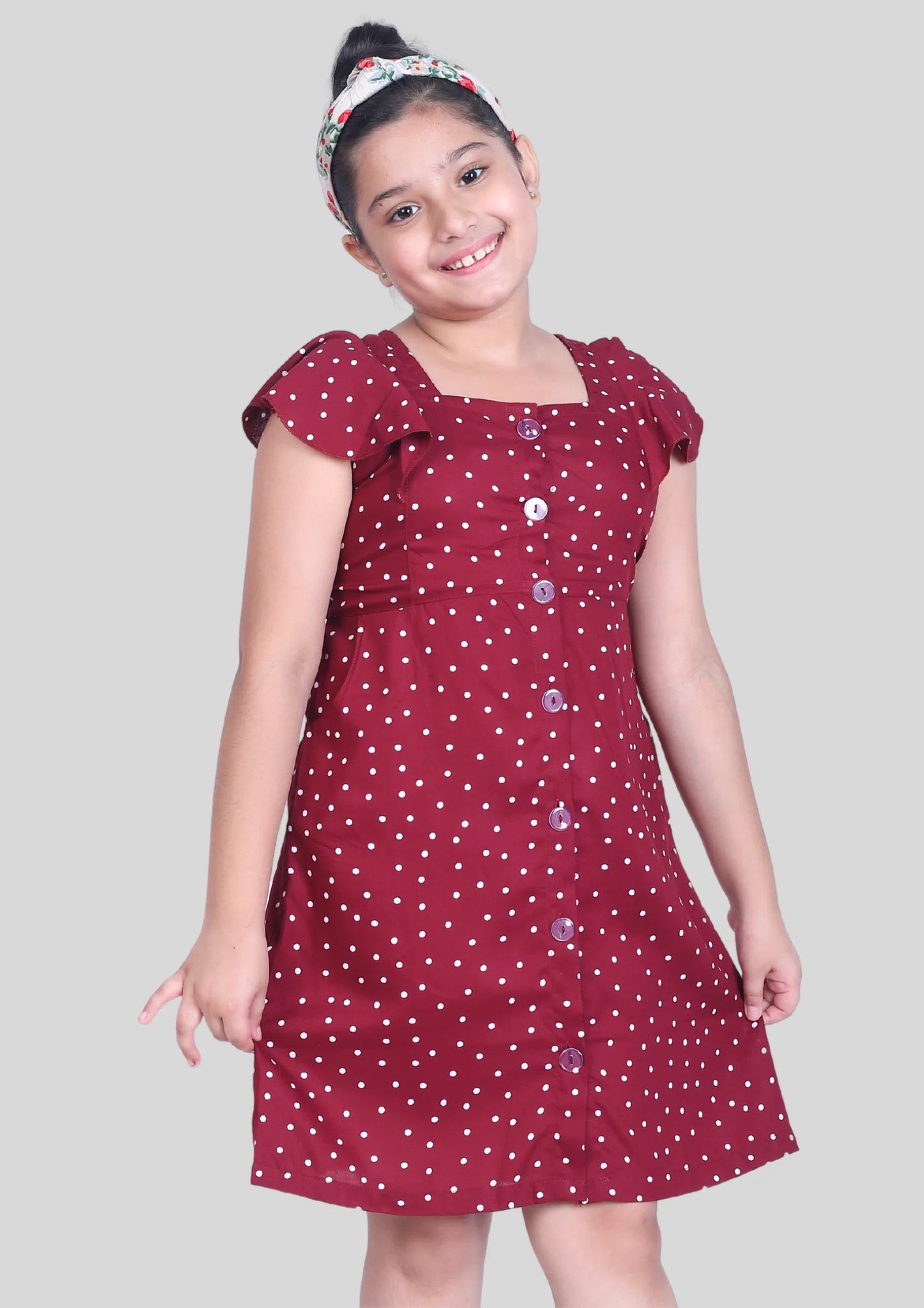 Maroons Polka Dot Dress with Pocket