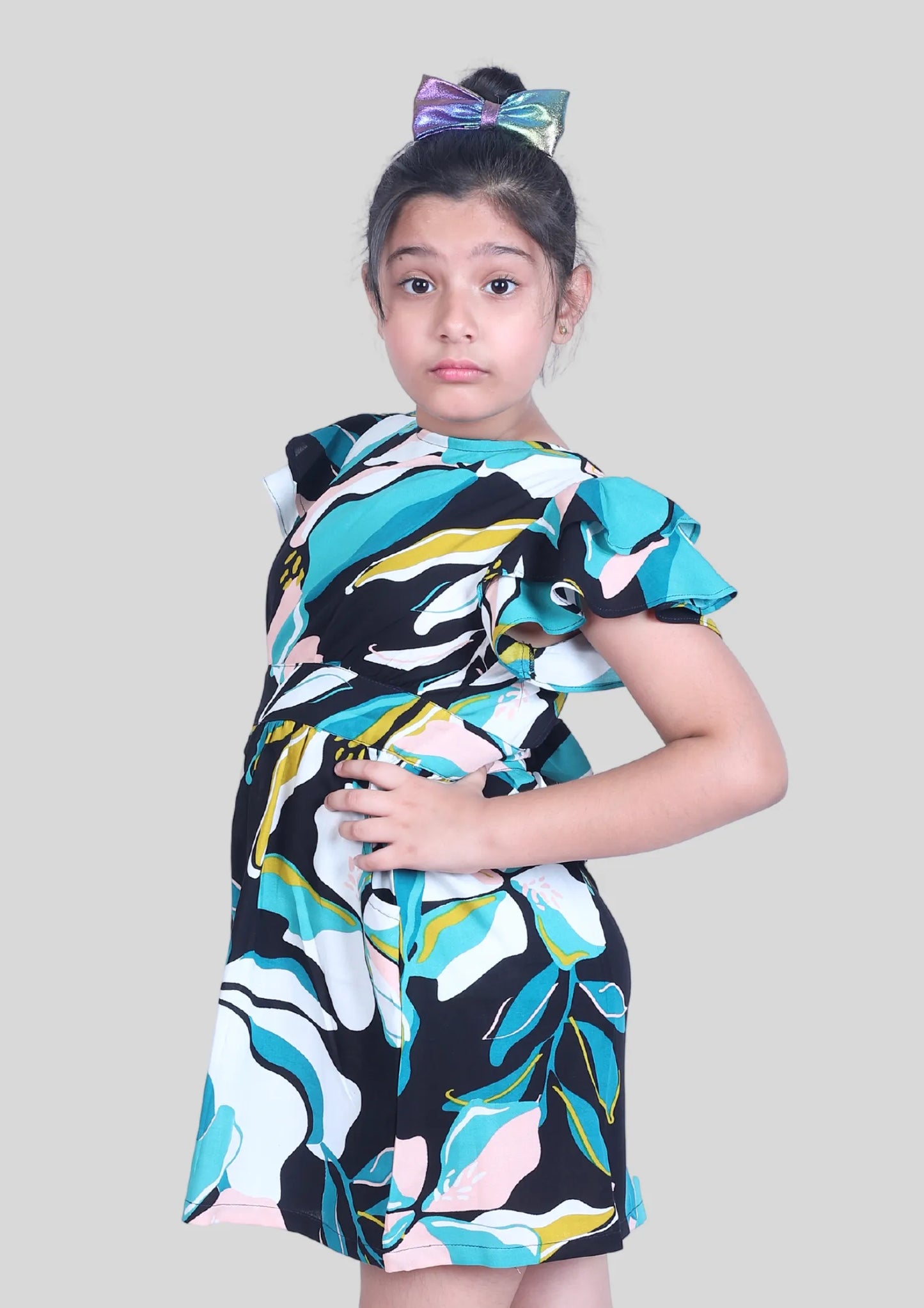 Abstract Print Backless Midi Dress with Pocket