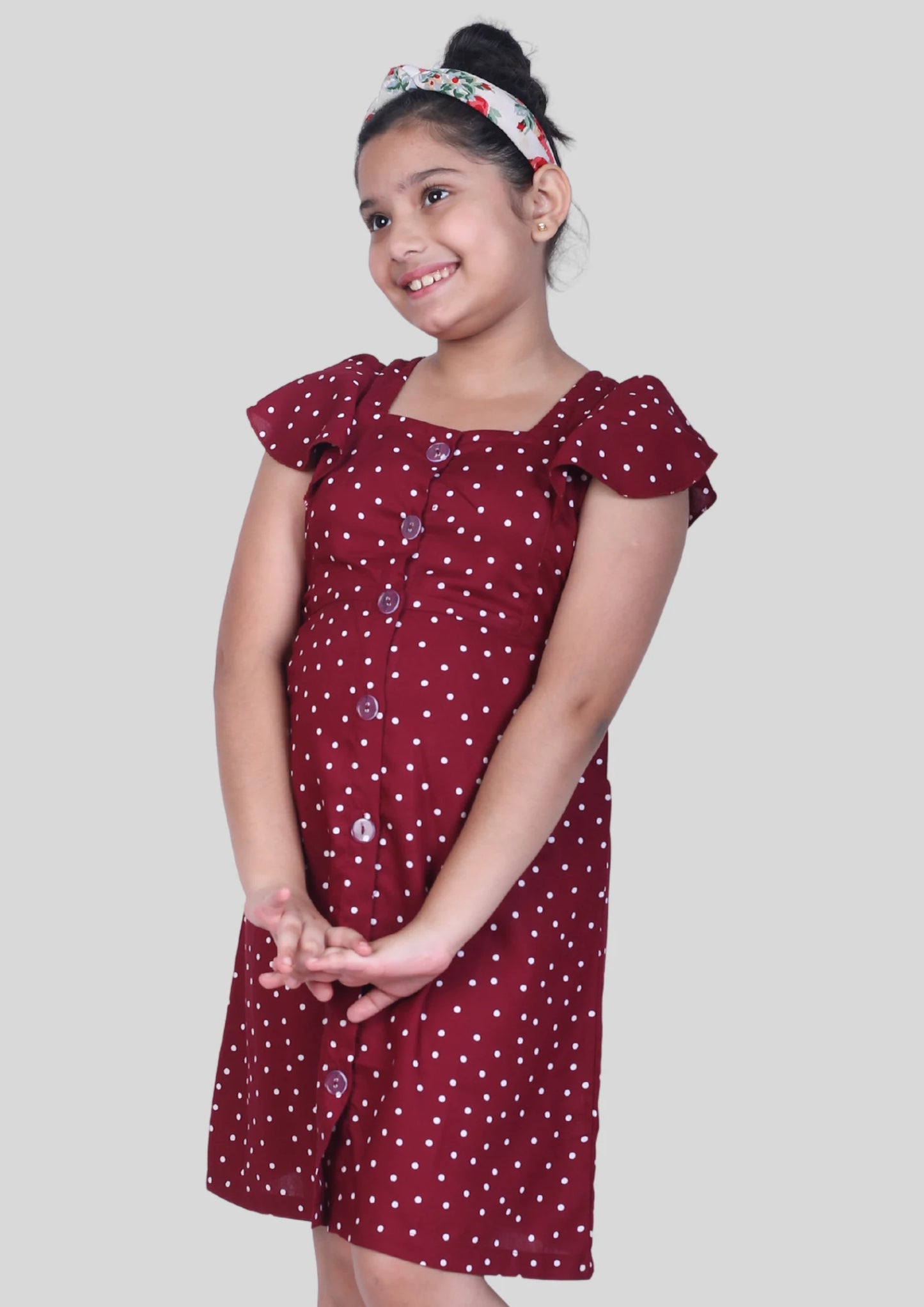 Maroons Polka Dot Dress with Pocket
