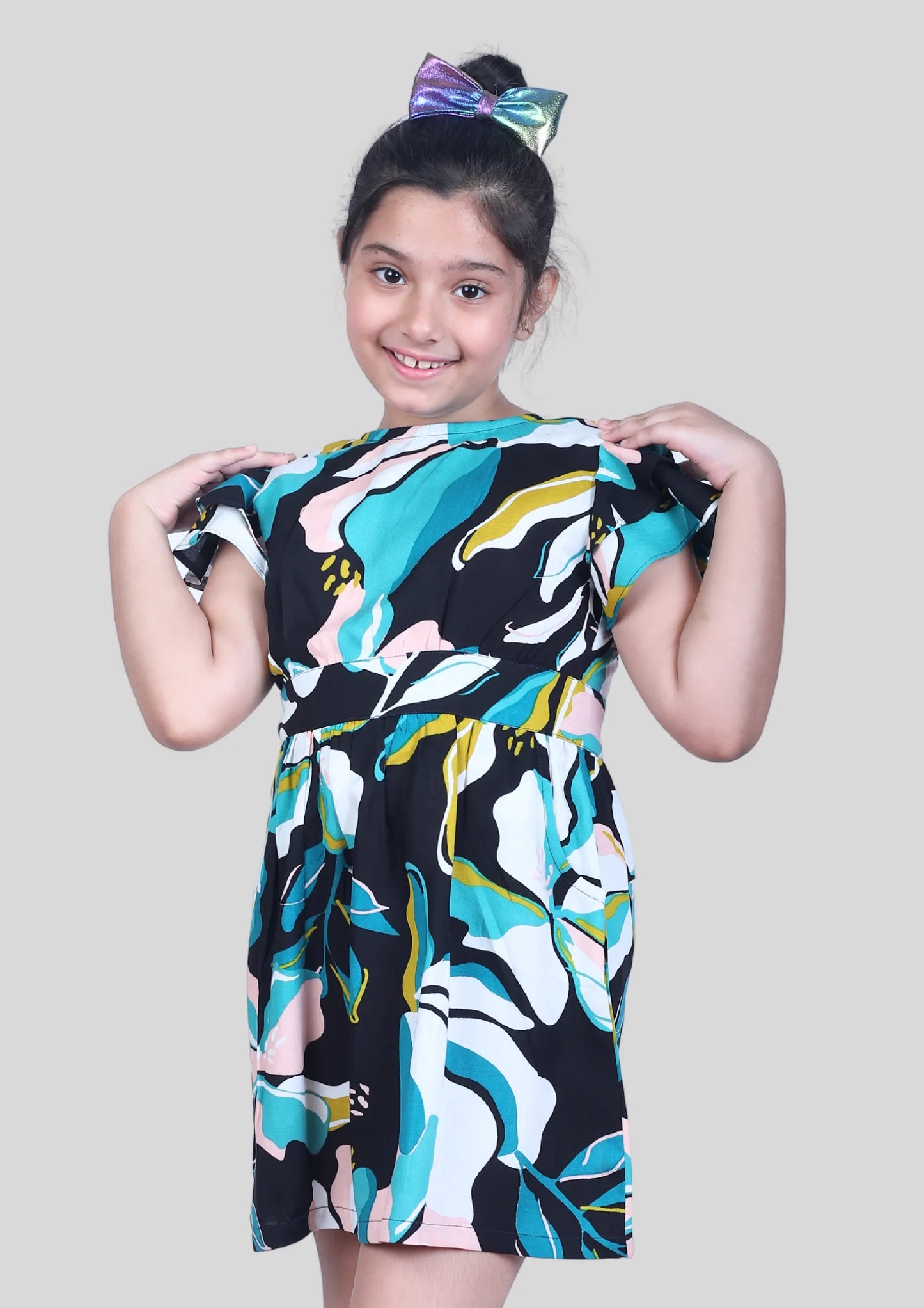 Abstract Print Backless Midi Dress with Pocket