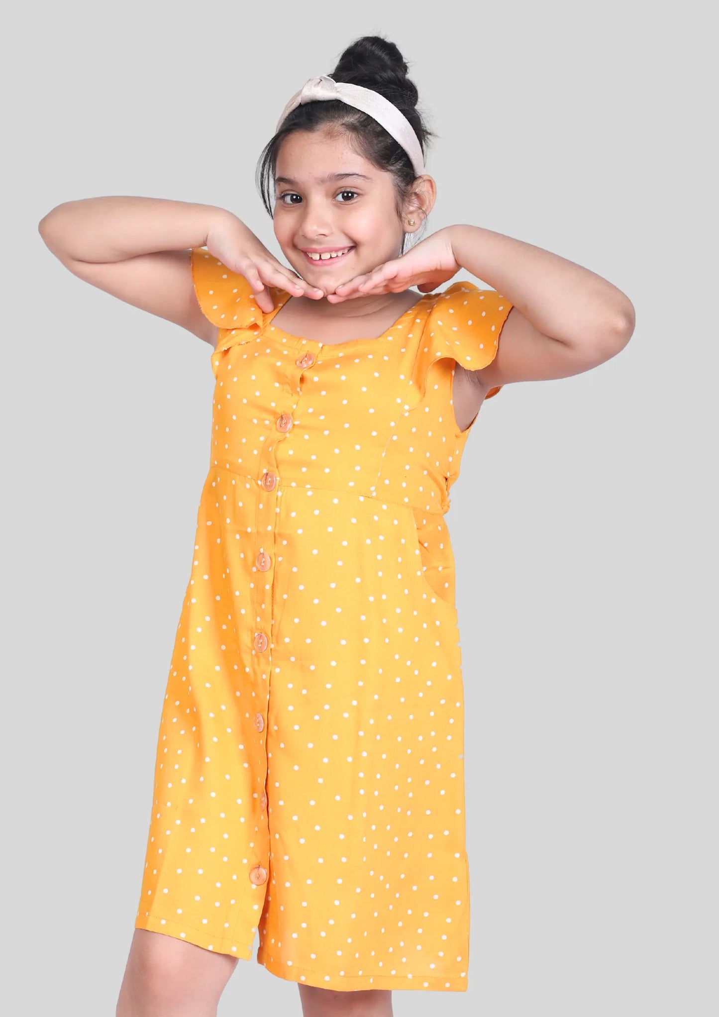 Yellow Polka Dot Midi Dress