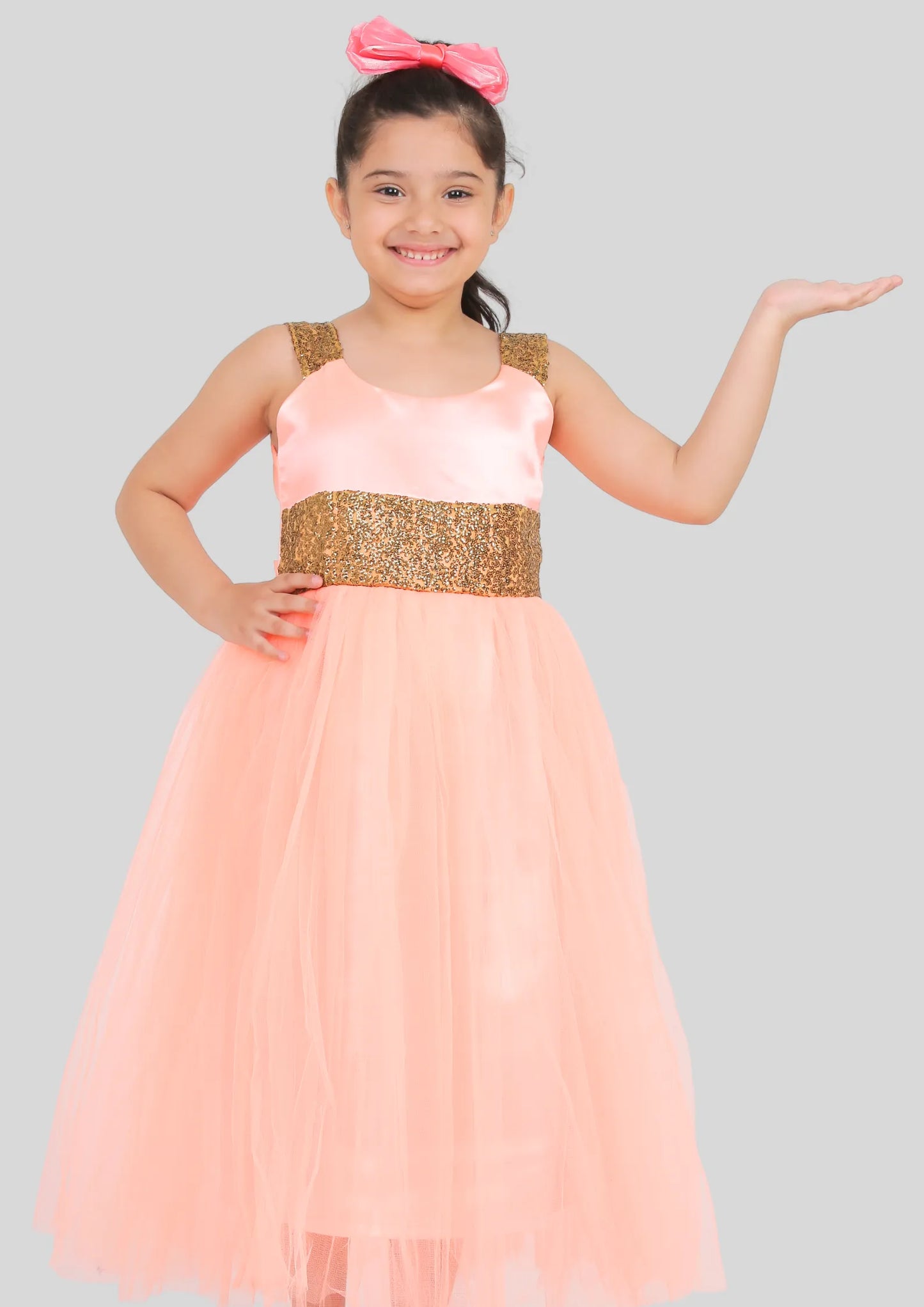 Peach Maxi Length Party Dress