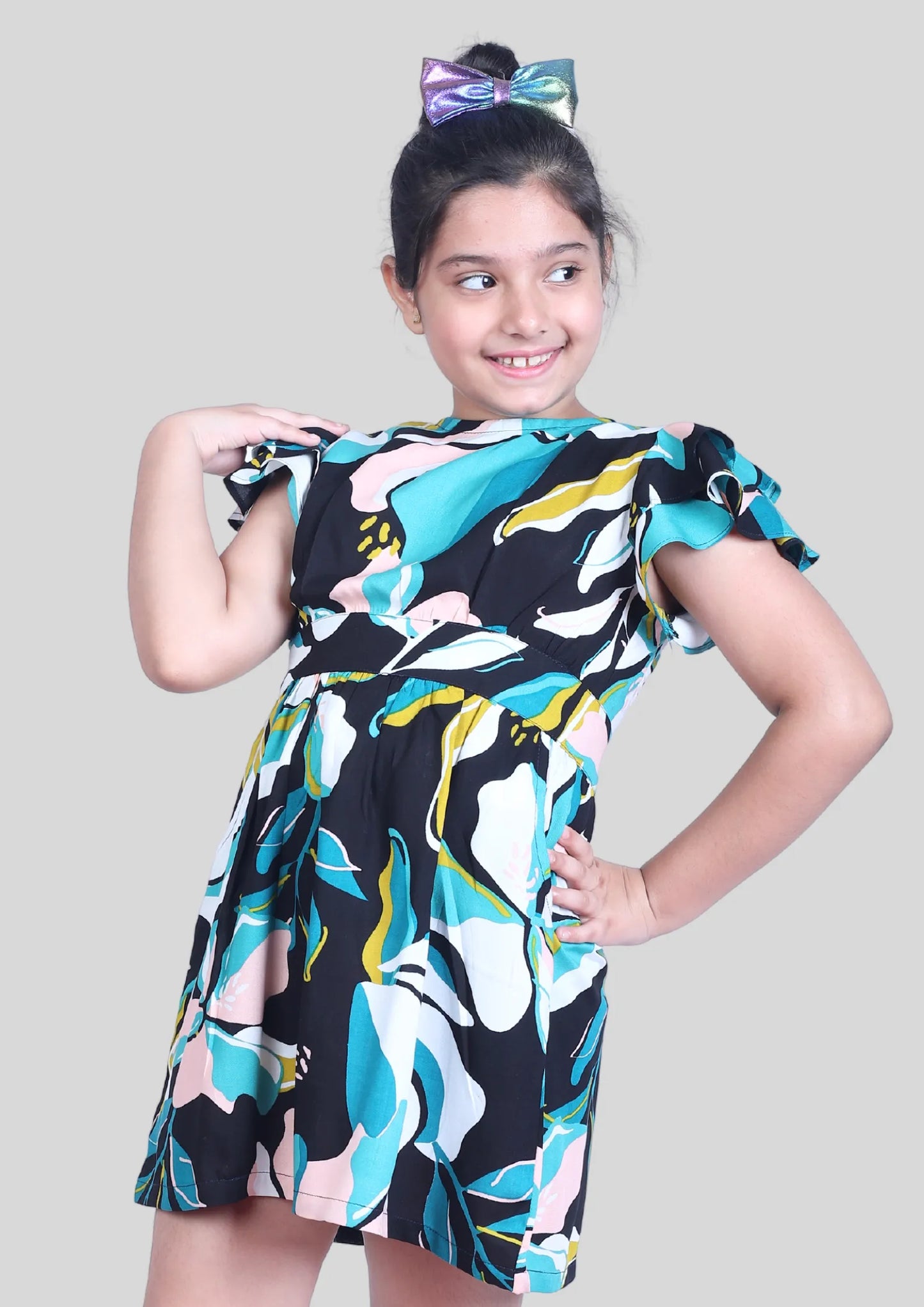Abstract Print Backless Midi Dress with Pocket