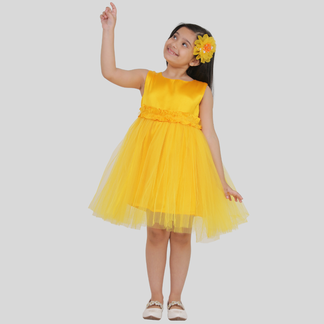 Mustard Yellow Party Dress (Satin)