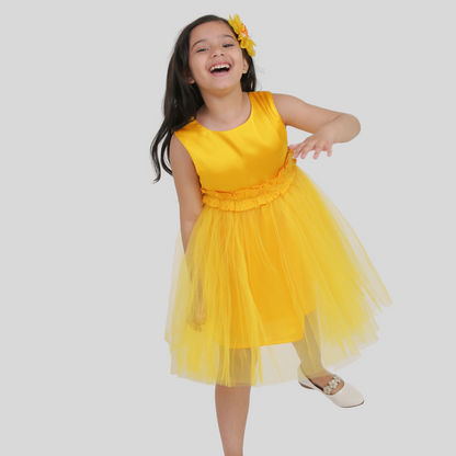Mustard Yellow Party Dress (Satin)