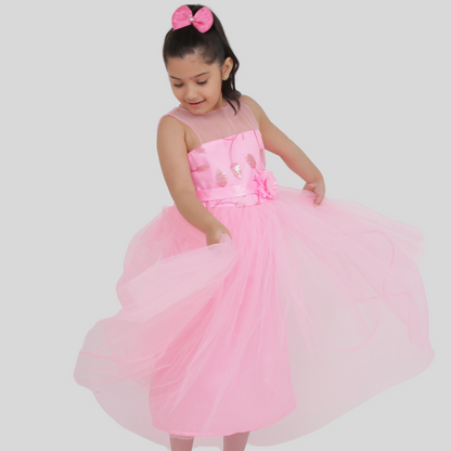 Baby Pink Maxi Length Party Dress