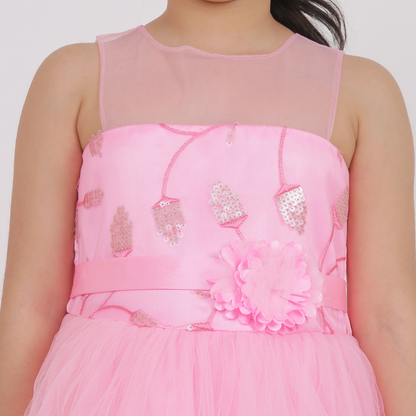 Baby Pink Maxi Length Party Dress
