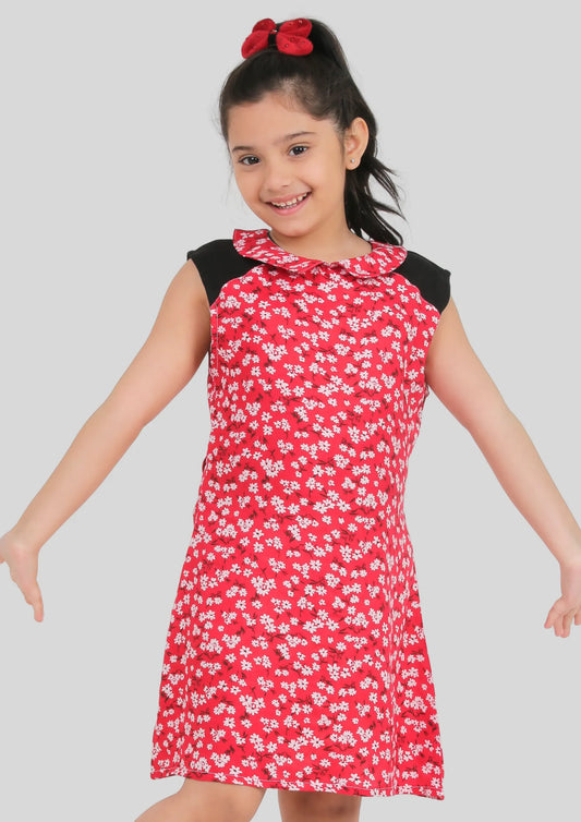 Red Floral Midi Dress